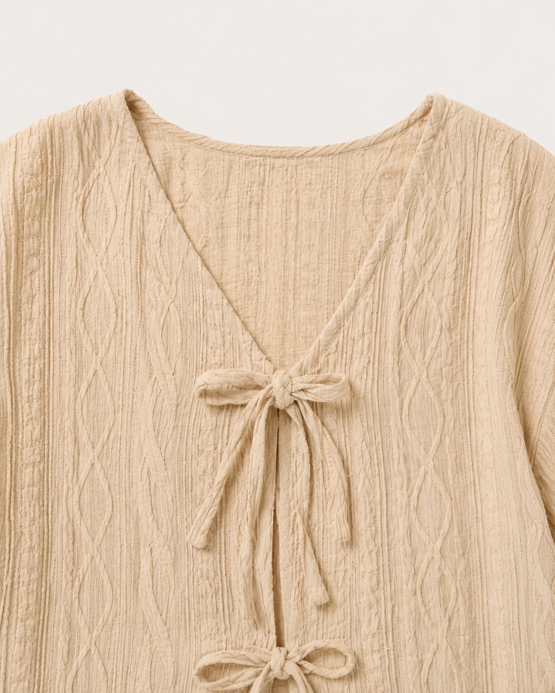 Noir Tie-Front Textured Blouse